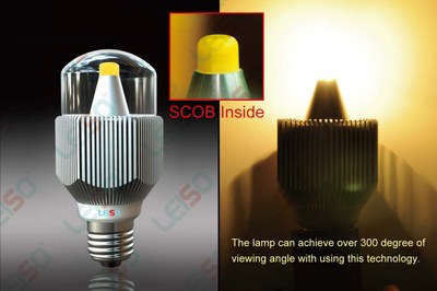 Leiso's proprietary SCOB technology allows a wide light distribution angle of 300 degrees in LED replacement bulbs