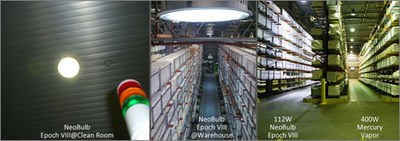 Neobulb Epoch VIII LEDs lamps replace traditional mercury lamps in different industrial and commercial applications.