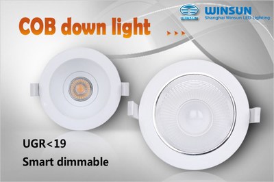 Winsun URG < 19 COB Down Light, Superior Anti-glare design & smart dim low to 5%, comforts and protects your eyes well, powered by Nichia COB LED, 3/4/6/8 inch abundant size