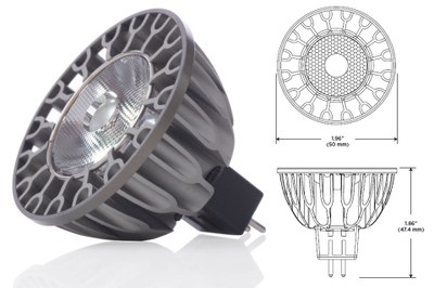 The Soraa LED MR16 lamp is based on GaN on GaN™ technology