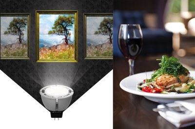 Verbatim's VxRGB technology generates vibrant saturatet and nautural colors (left), which is, for instance, relevant for restaurant lights, but also many other applications