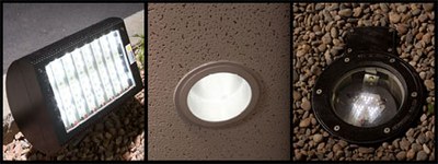 Visible Light Solar's "Vector LED" products: floodlight, downlight, in-ground light
