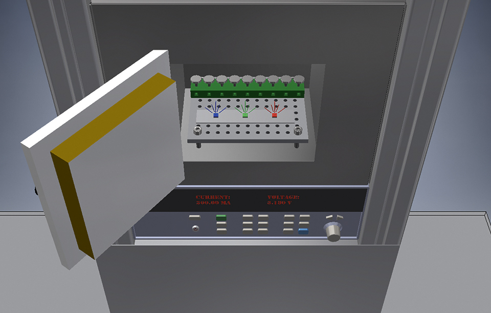 Figure 3: Graphics of the system with RGB LEDs inside the test chamber