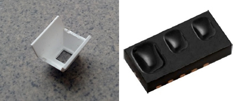 Figure 9: Reflective wall (left) and the sensor assembly (right)