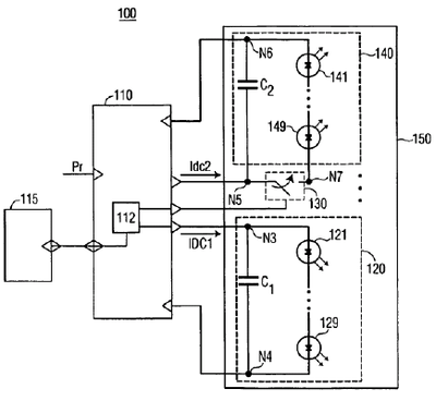 Schematic diagram of the LED system for the present invention