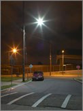 Demonstration in Oakland, CA, with Beta LED streetlights (foreground) and HPS streetlights (background). Download: Oakland demonstration report (PDF 1.8 MB). Photo: Beta LED.