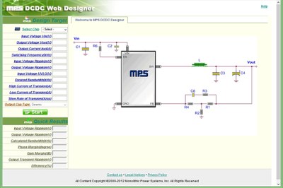 DC/DC Designer is a simulation tool used to create and simulate power supply circuits using MPS regulators