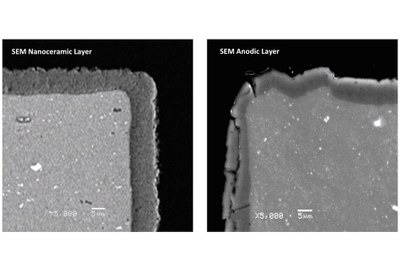 SEM images of Nanotherm dielectric compared with anodic layers on Al substrate