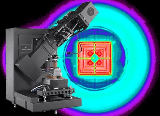 White Paper Figure 2 - Source Imaging Goniometer: With two independent axes of rotation a source imaging goniometer maintains precise positioning between the DUT (device under test) and the imaging colorimeter.