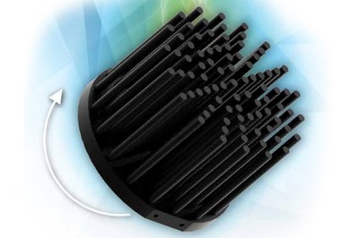 For passive cooling, both, simulation and measurement results demonstrate the advanages of a pin fin design over conventional fins when tilted more than 50°