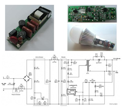 Power Integrations' reference design and schematics for the A19 bulbs using the LNK457DG driver IC.