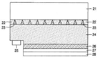 Cross sectional view of a semiconductor light emitting diode