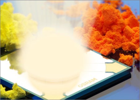 A new converter mix that OSRAM is currently testing in its development laboratory provides a pleasant warm white light.
