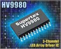 THREE CHANNEL, HIGH VOLTAGE, LED DRIVER FROM SUPERTEX FEATURES INTEGRATED, CURRENT REGULATING SWITCH