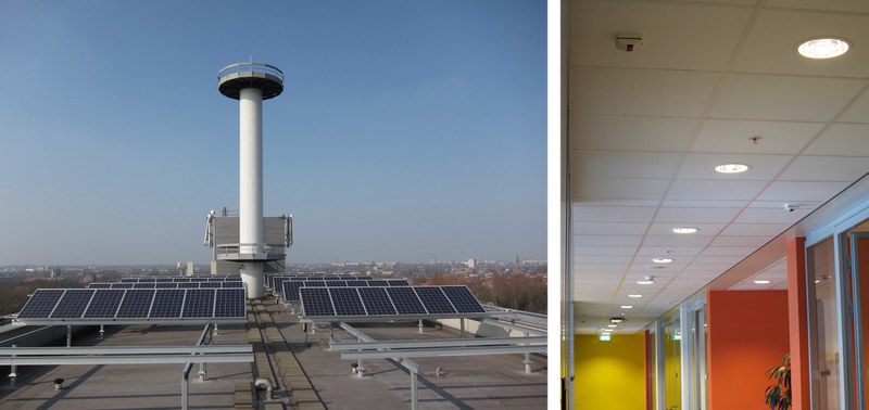 Photos of the reference system: Photovoltaic panels (left), LED- Lamps (right)